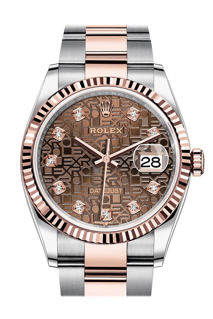 Rolex Datejust 36 Chocolate Jubilee Diamond Dial Mens Steel and 18kt Everose Gold Oyster Watch 126231CHJDO