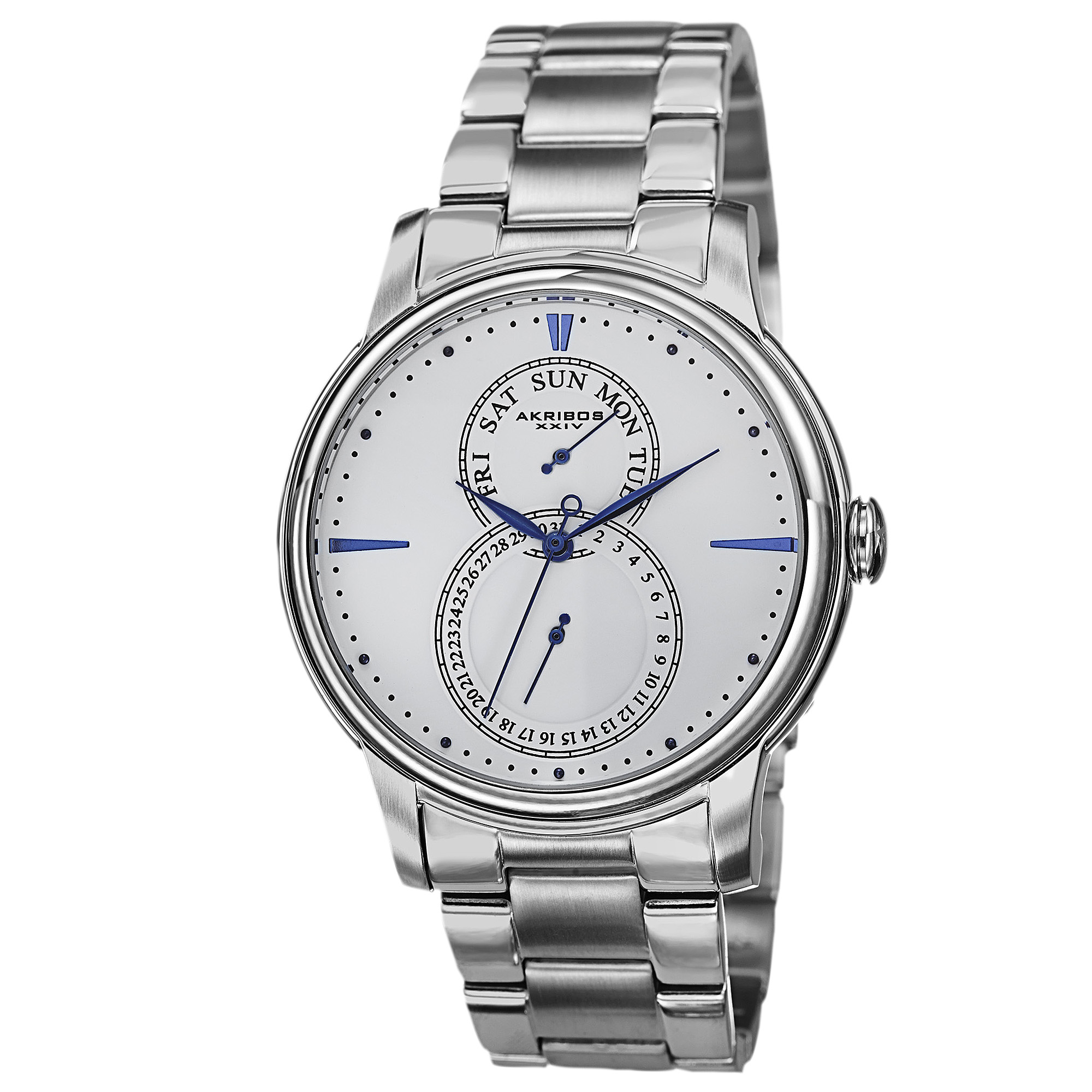 Akribos XXIV White Dial Stainless Steel Mens Watch AK728SSW 82$