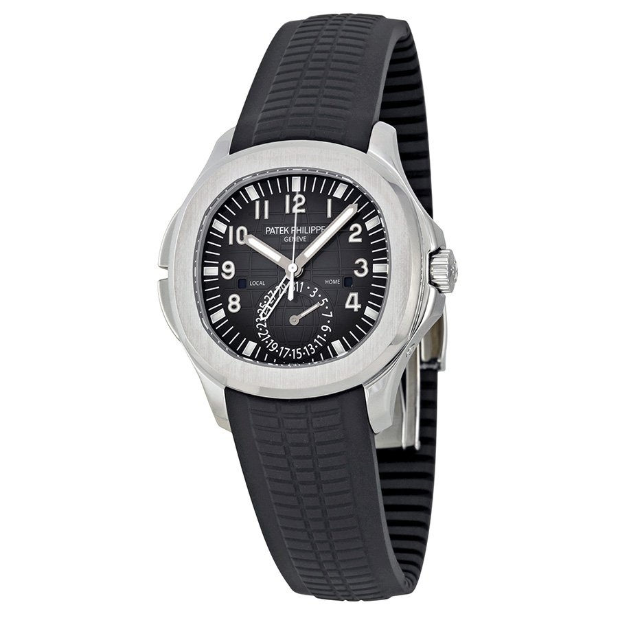 Pre-owned Patek Philippe Aquanaut Dual Time Black Embossed Dial Mens Watch 5164A-001 82950$