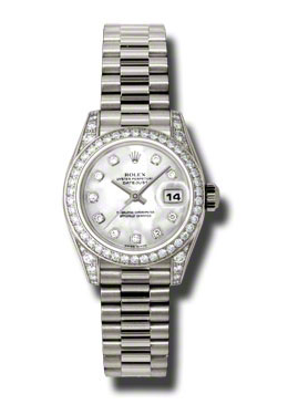 Rolex LadyDatejust 26 Mother Of Pearl Dial 18K White Gold President Automatic Ladies Watch 179159MDP