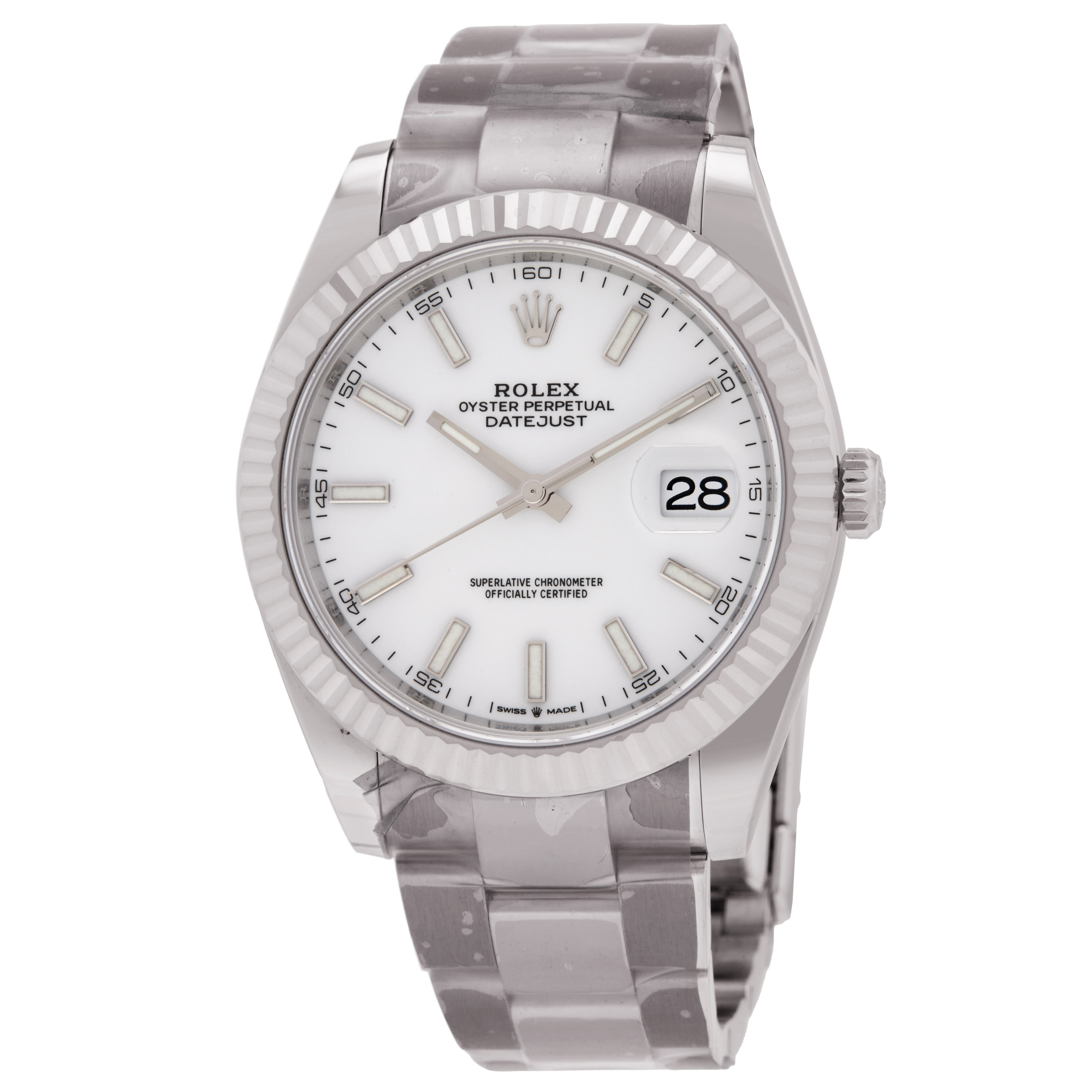 Preowned Rolex Datejust 41 White Dial Oyster Automatic Mens Watch 126334WSO