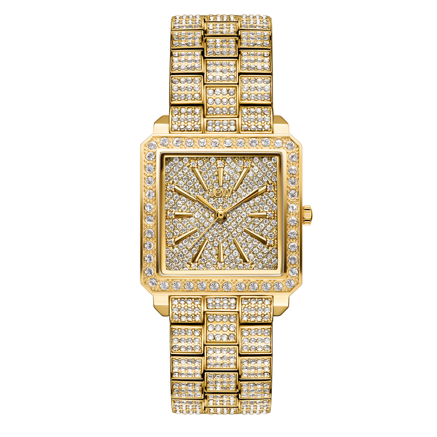 JBW Cristal Quartz Diamond Crystal Gold Dial Ladies Watch 300$