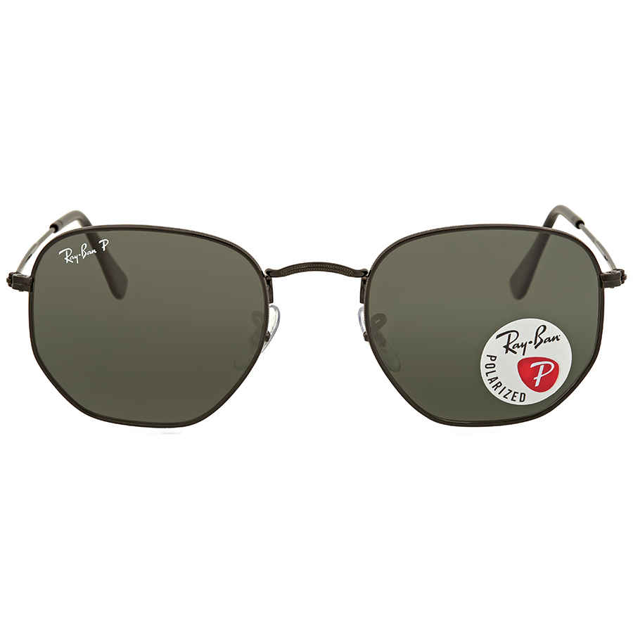 Ray-Ban Unisex Sunglass Hexagonal Flat Lenses -  Frame color: Black, Lens color: G-15 Green Polarized