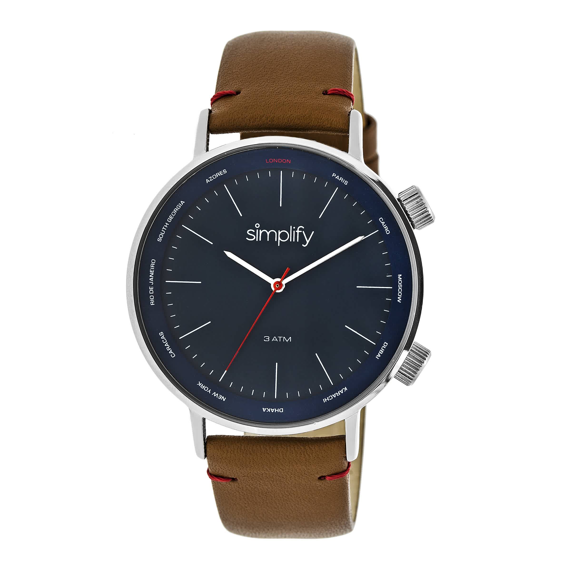 Simplify The 3300 Navy Dial Brown Leather Watch SIM3303 70$