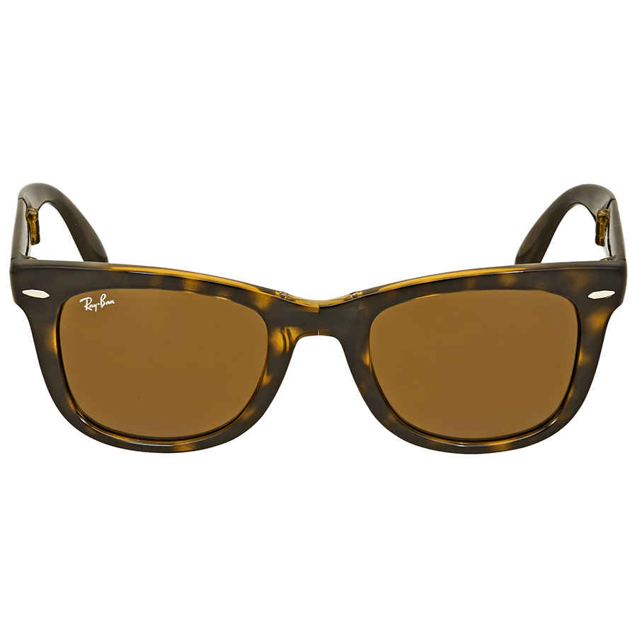 Ray-Ban Man Sunglass Wayfarer Folding Classic -  Frame color: Light Havana, Lens color: B-15 Brown