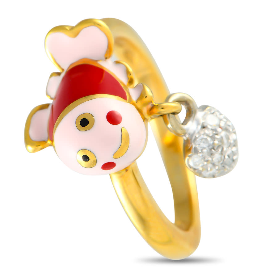 Pre-Owned Aaron Basha 18K Yellow Gold Diamond and Enamel Clown Fish Ring AB13 111524