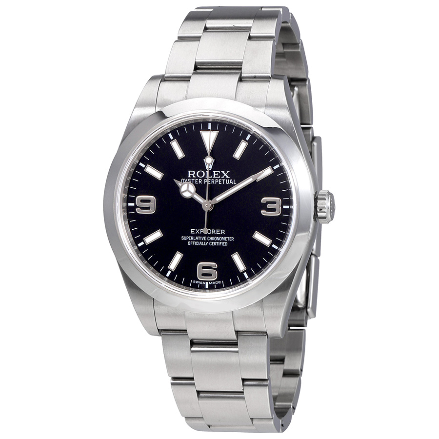 Preowned Rolex Explorer Black Dial Stainless Steel Oyster Bracelet Automatic Mens Watch BKASO
