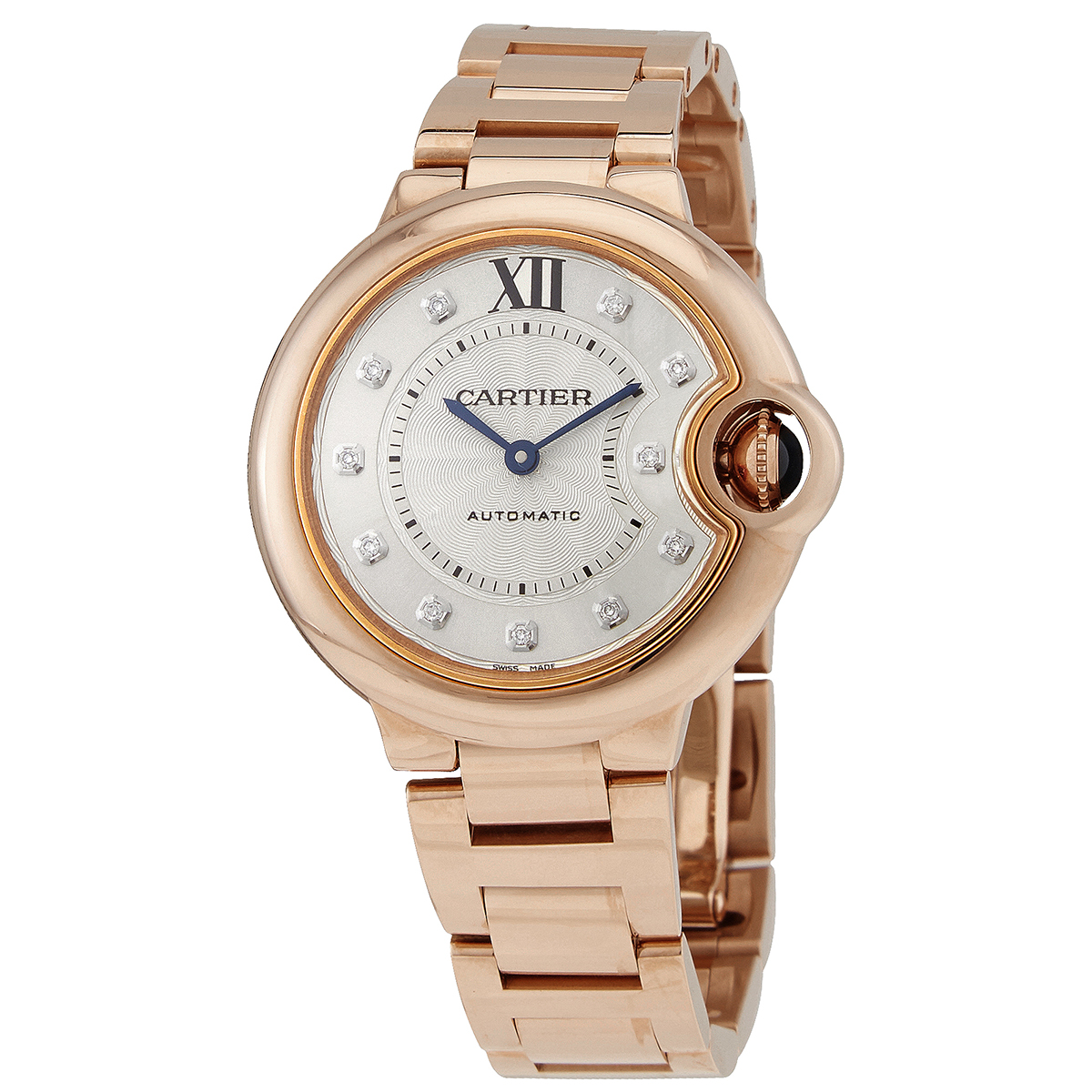 Preowned Cartier Ballon Bleu De Cartier Diamond Silver Dial Ladies Watch WE902062