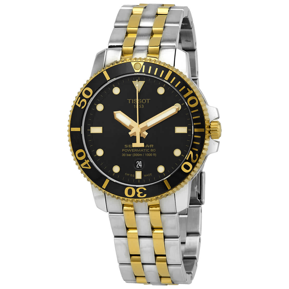 seastar 1000 automatic black dial men's watch