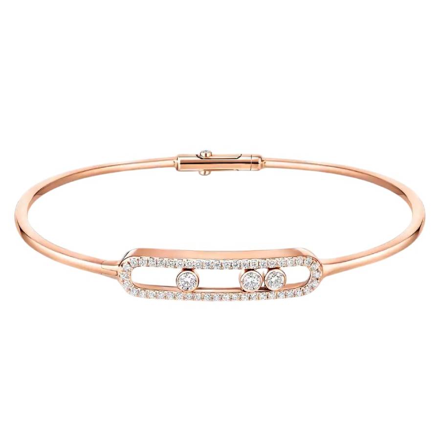 Messika Move Pave 18k Rose Gold Bangle Bracelet Size M 3998$