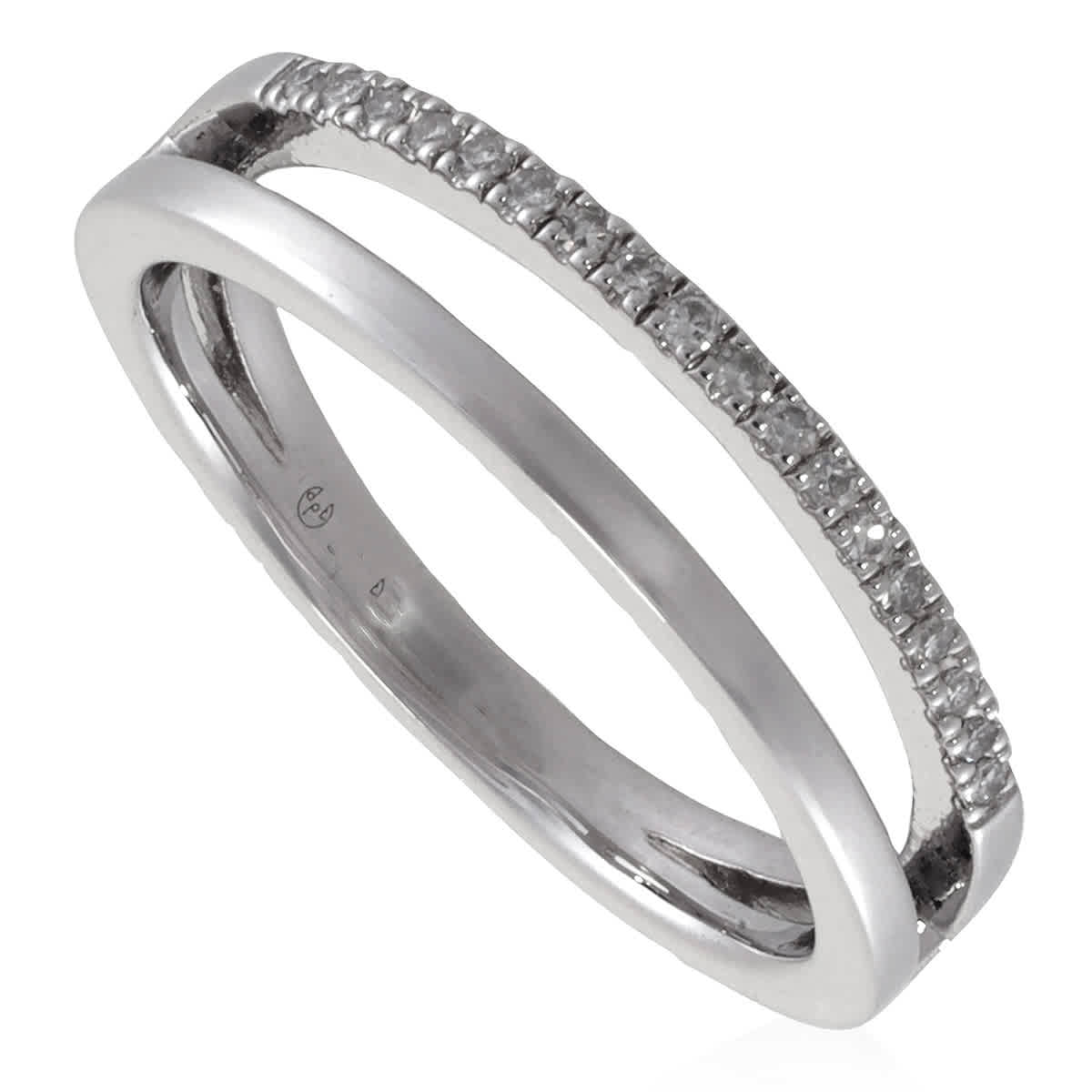 Diamanti Per Tutti Duo Diamond Embellished Silver Ring, Size 54