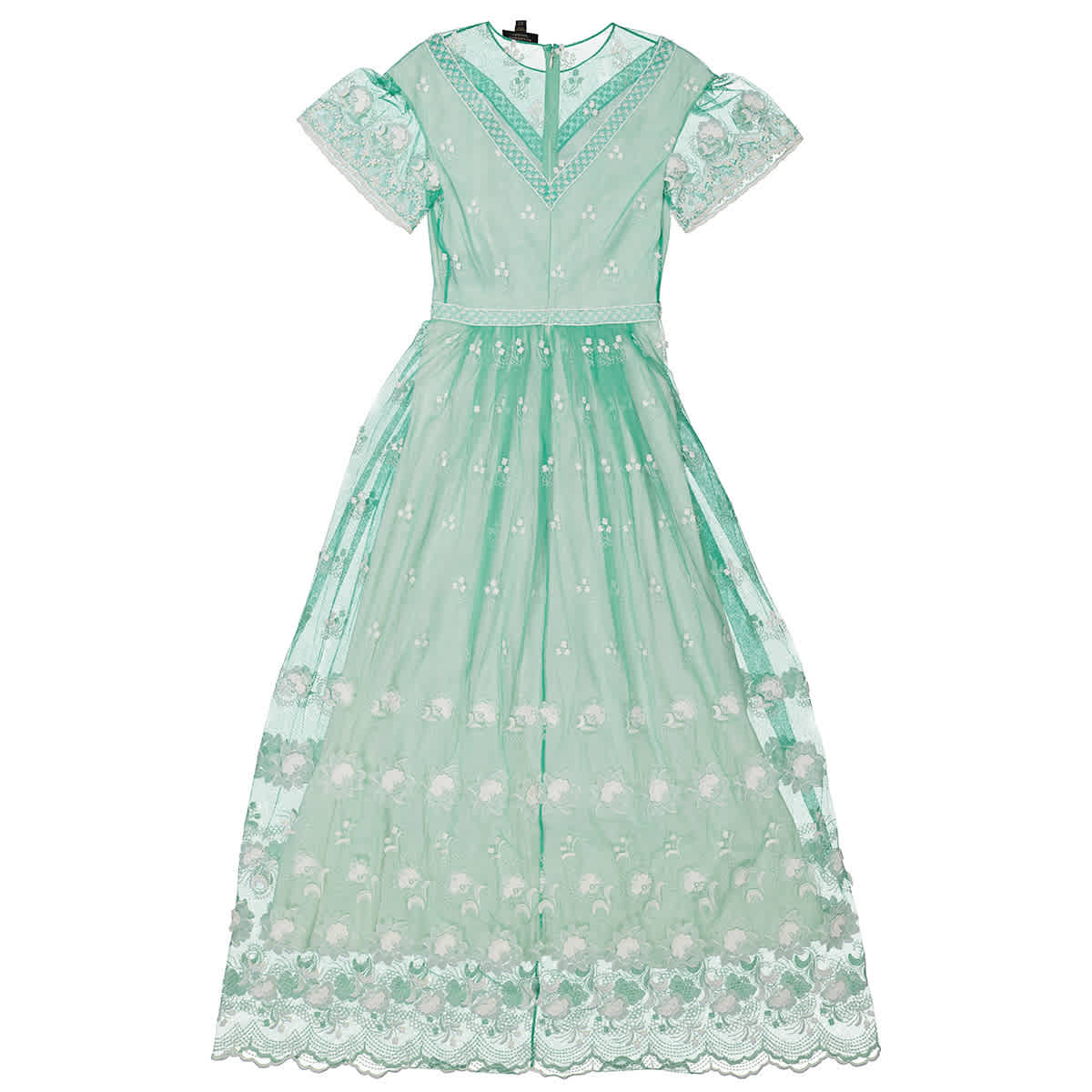 Burberry Ladies Round neck Embroidered tulle Dress