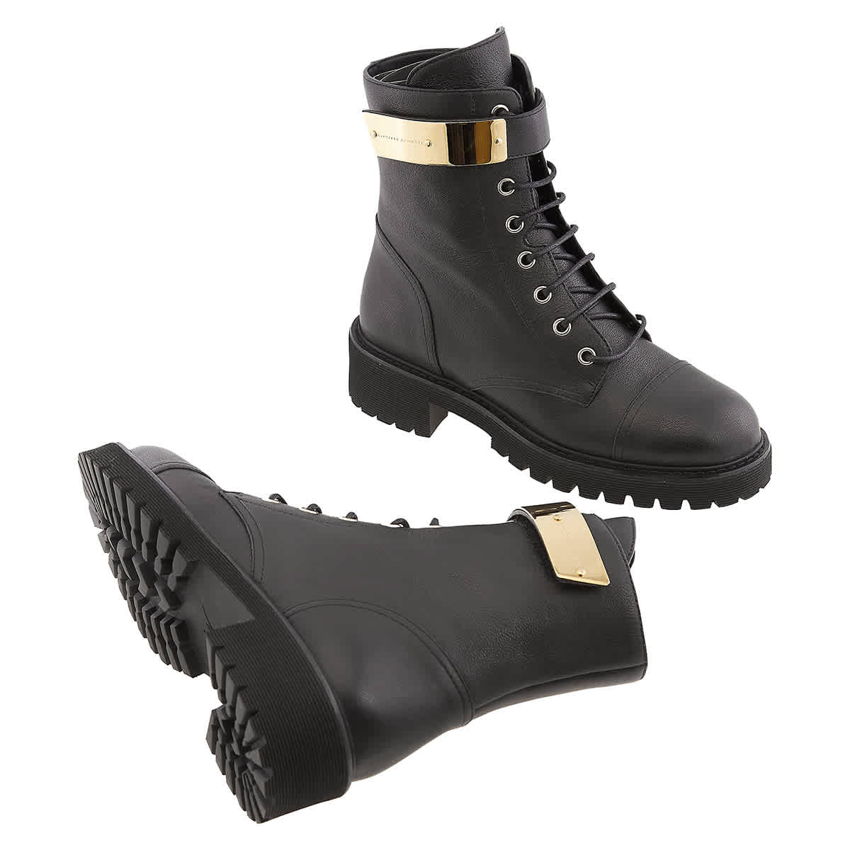 Giuseppe Zanotti Ladies Black Leather Combat Boots
