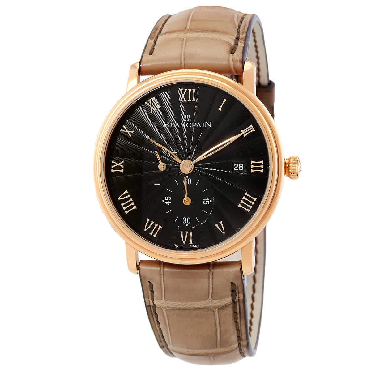 Blancpain Villeret Stamped Flinque Black Dial Automatic 18 Carat Rose Gold Watch 6606-3630-55B 11500$
