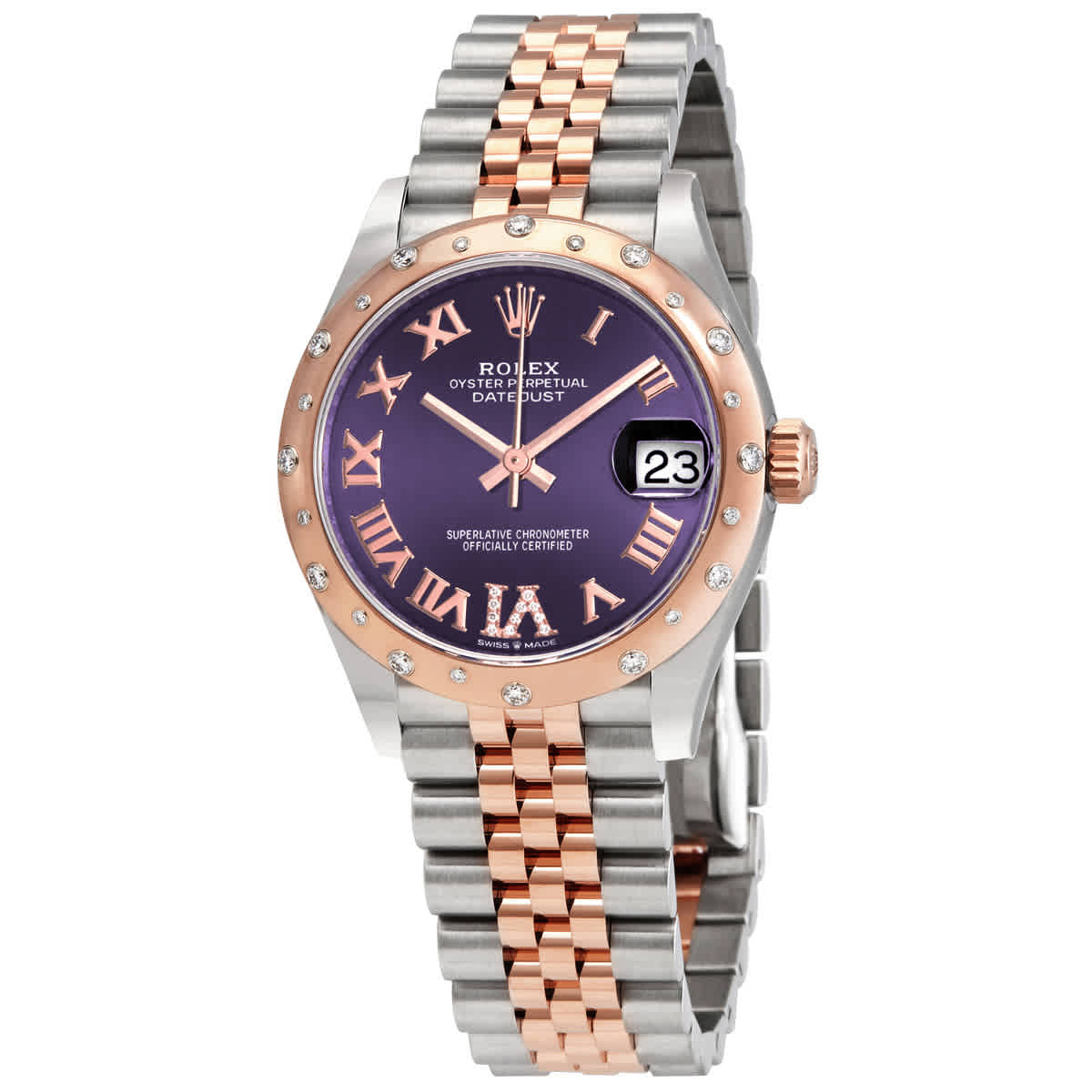 Rolex Datejust 31 Aubergine Dial Ladies Steel and 18kt Everose Gold Jubilee Watch 278341AURDJ
