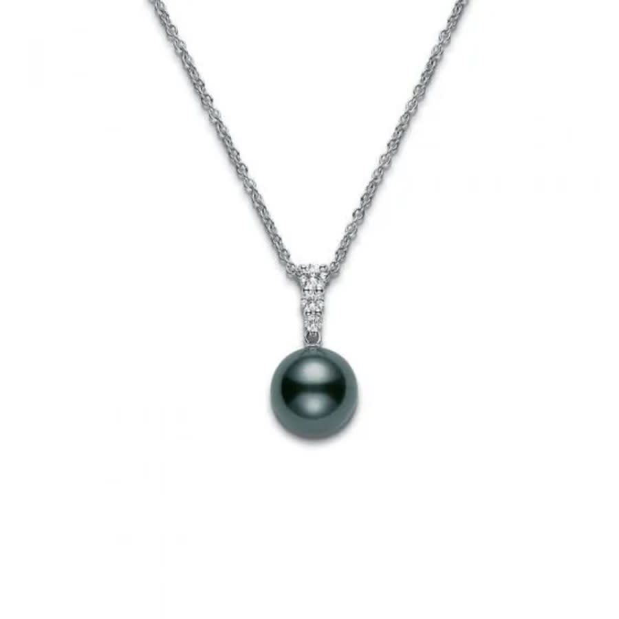 Mikimoto Morning Dew 10mm Black South Sea Cultured Pearl Pendant - 18K White Gold with Diamonds