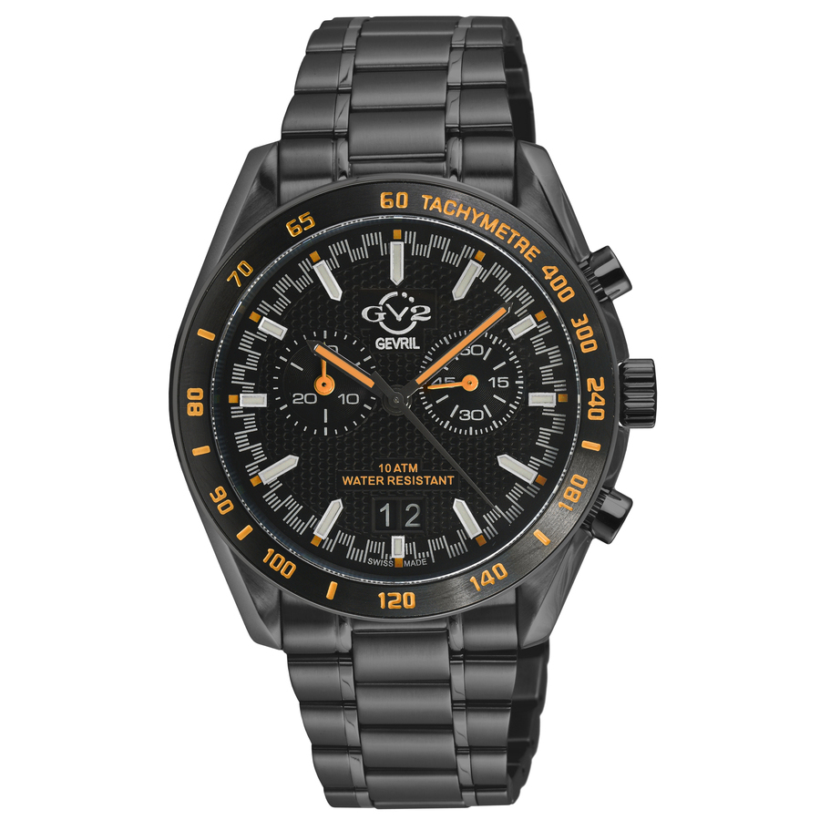 GV2 by Gevril Freccia Chronograph Quartz Black Dial Mens Watch 42902B