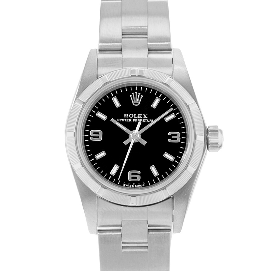 preowned rolex oyster perpetual 26 automatic chronometer black dial mens watch 76030 bkso