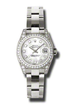 rolex lady datejust 26 mother of pearl dial 18k white gold oyster bracelet automatic watch 179159mdo