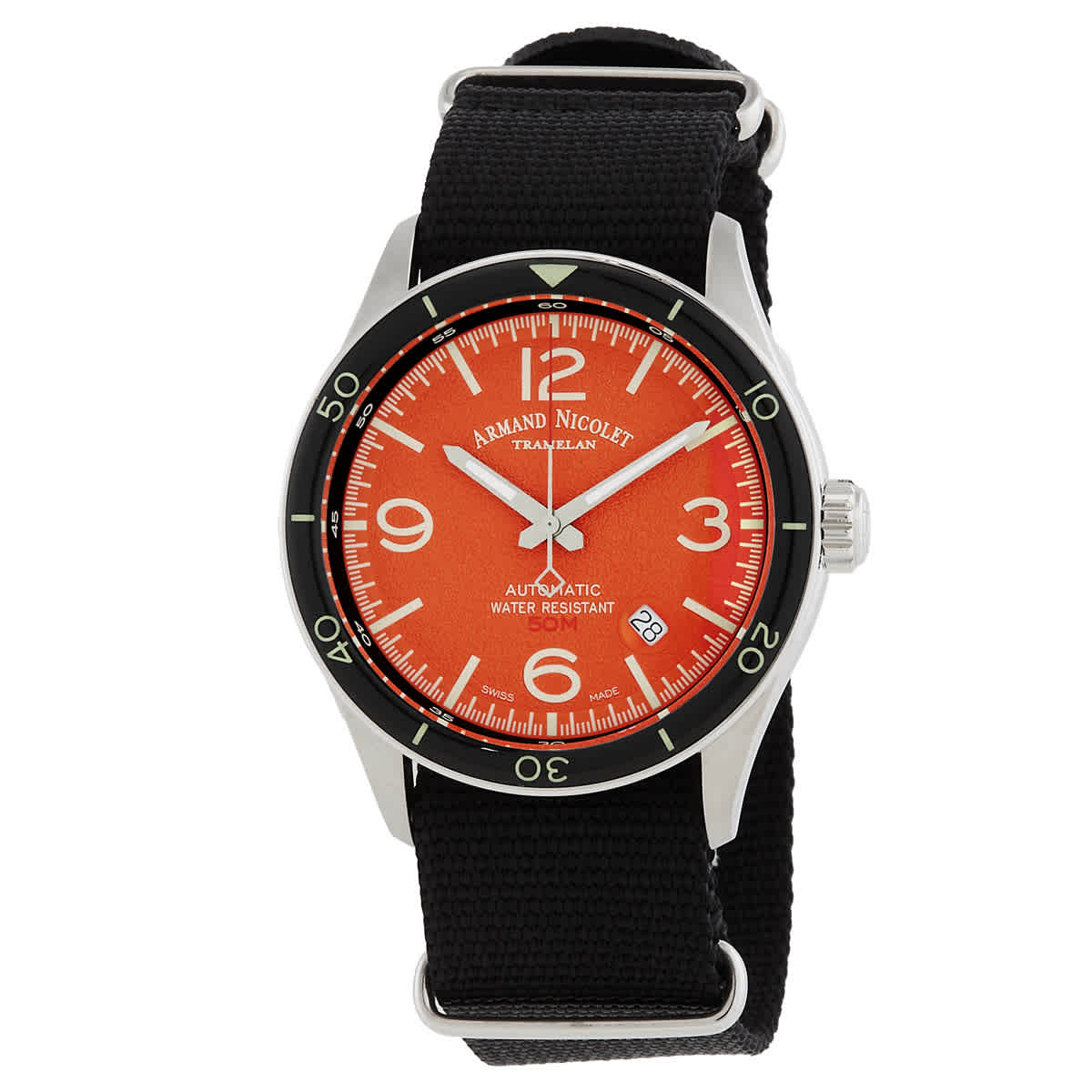 Armand Nicolet M2H Automatic Orange Dial Mens Watch A740HNA-OR-BN22481AANN 590$