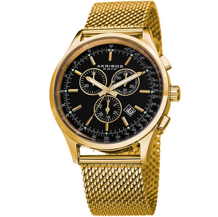 Akribos XXIV Chronograph Black Dial Mens Watch AK625YGB 61$