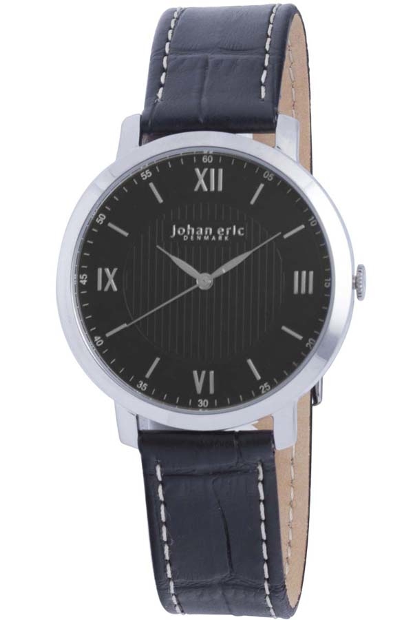 Johan Eric Koge Round Steel Black Dial Black Leather Watch JE1700-04-001 109$