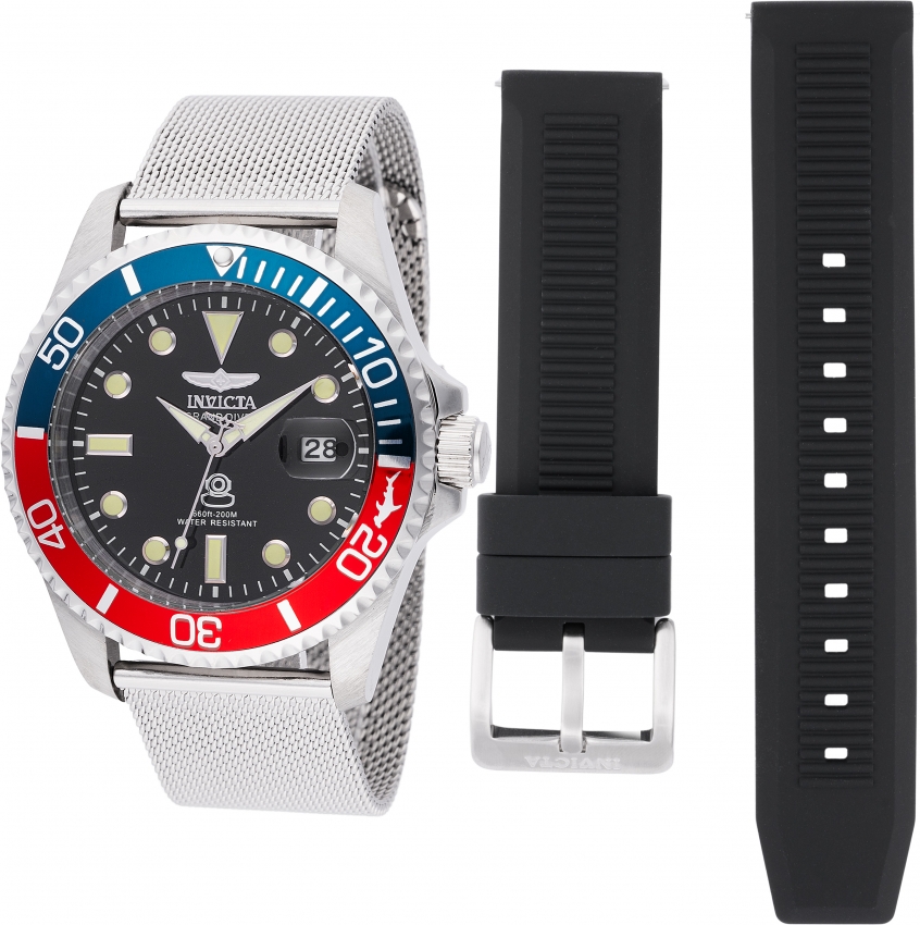 Invicta Pro Diver Quartz Black Dial Pepsi Bezel Mens Watch 48215