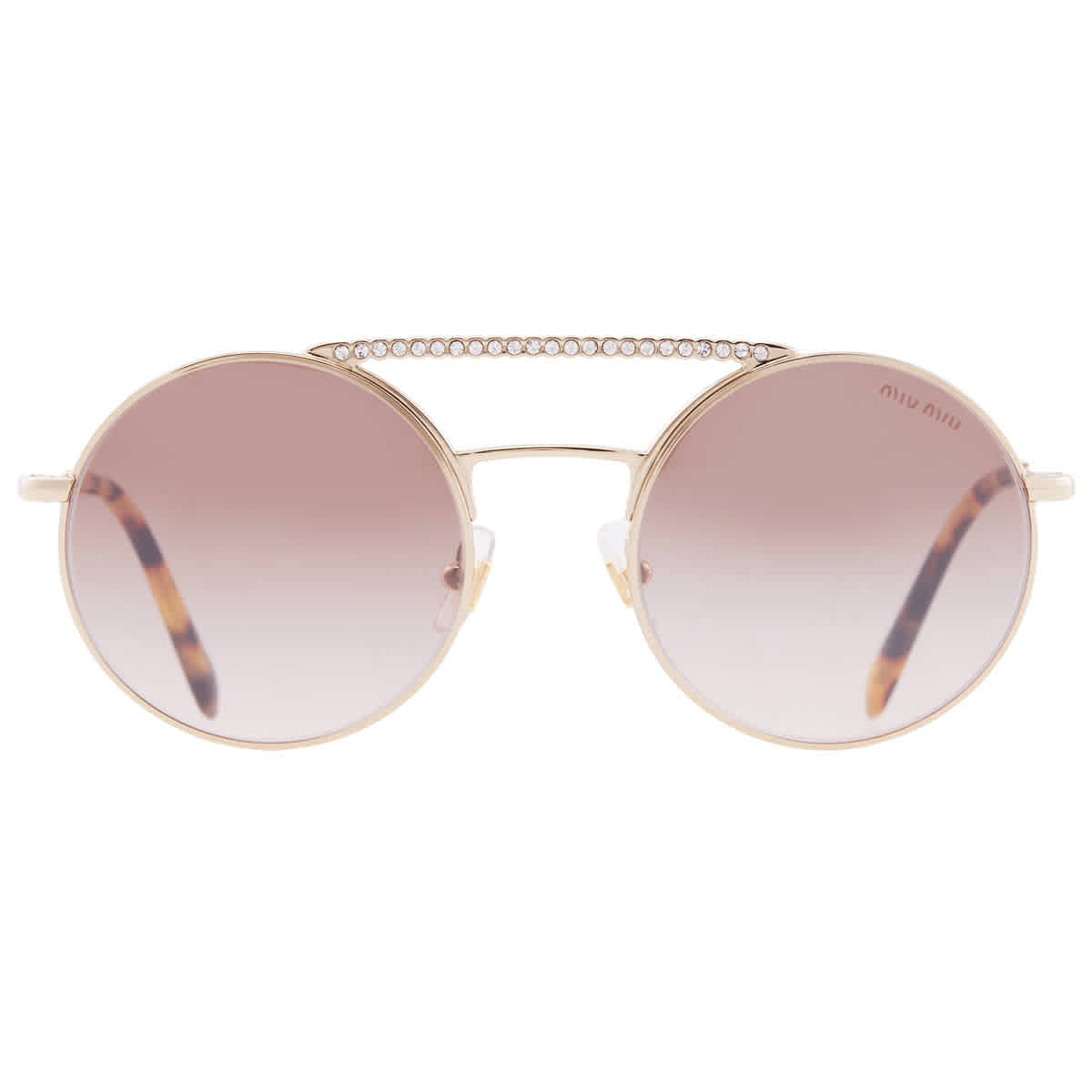 Miu Miu Brown Gradient Mirror Silver Round Ladies Sunglasses MU 52VS ZVNQZ9 50