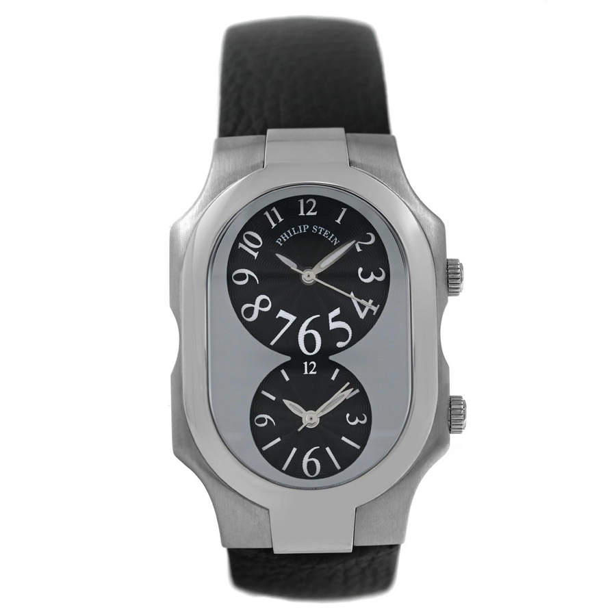 Pre-owned Philip Stein Teslar Dual Time Zone Black Dial Unisex Watch 2TF062
