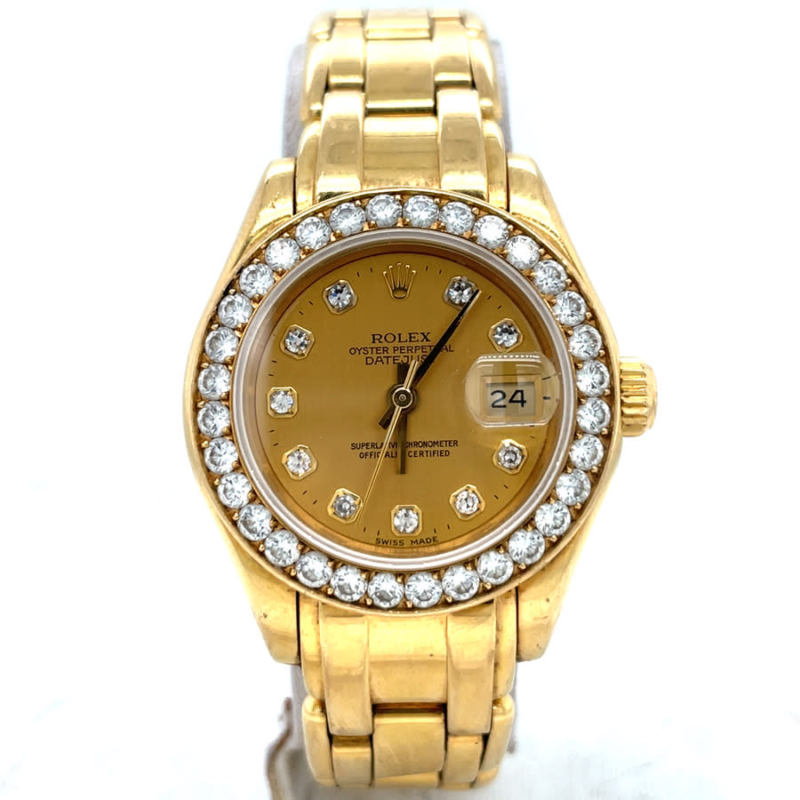 Preowned Rolex Lady Datejust Automatic Diamond Champagne Dial Ladies Watch 69298 CDPM