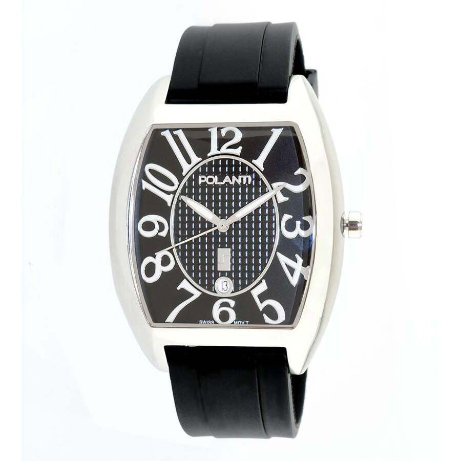 Polanti Time Zone Quartz Black Dial Mens Watch 1Z-101K-SS