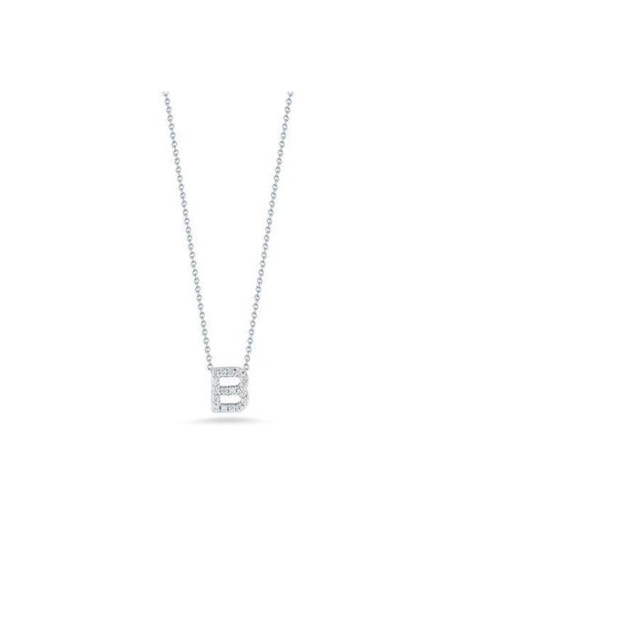 ROBERTO COIN 18K White Gold Tiny Treasures Love Letter B Diamond Pendant