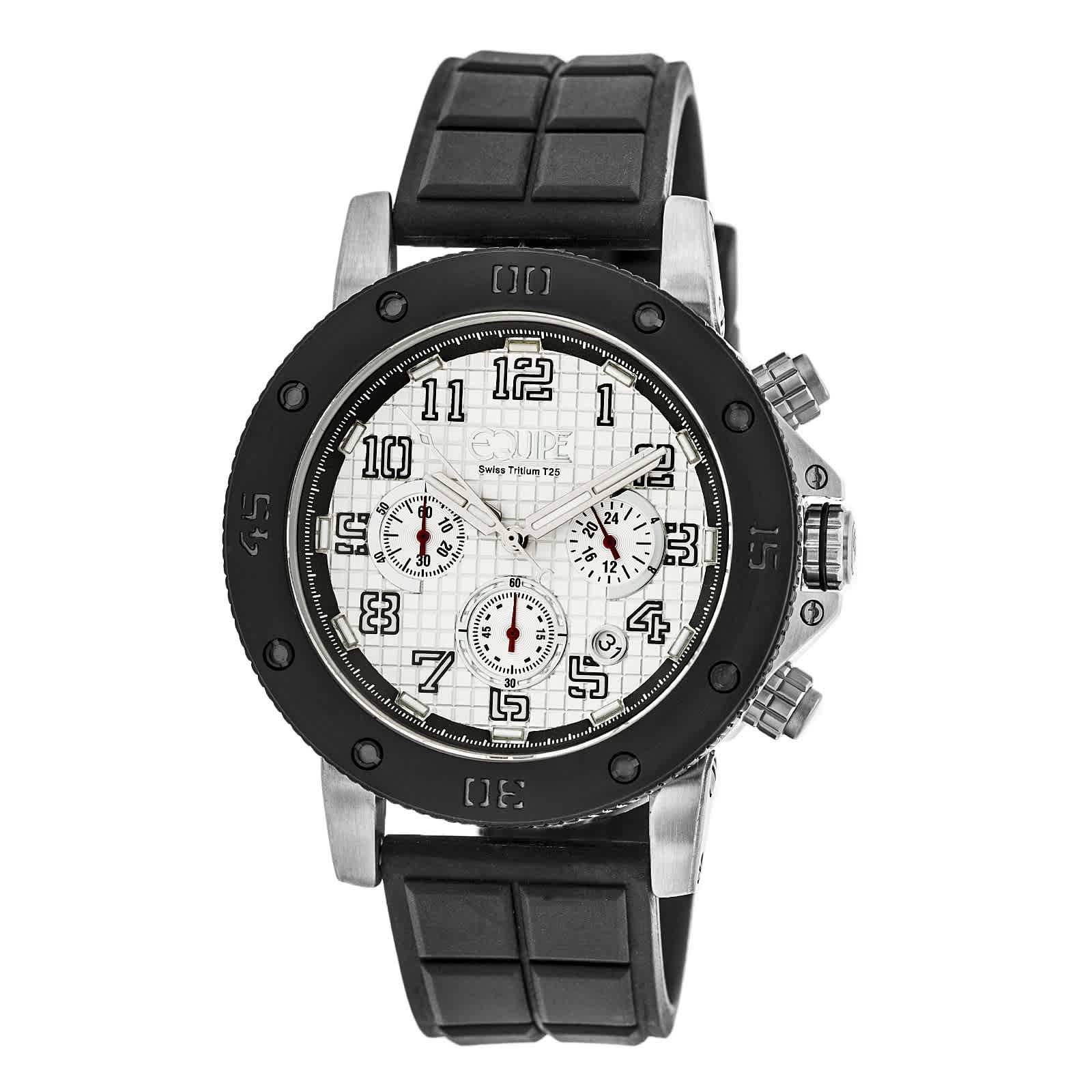 Equipe Tritium Arciform Chronograph Silver Dial Mens Watch ET411