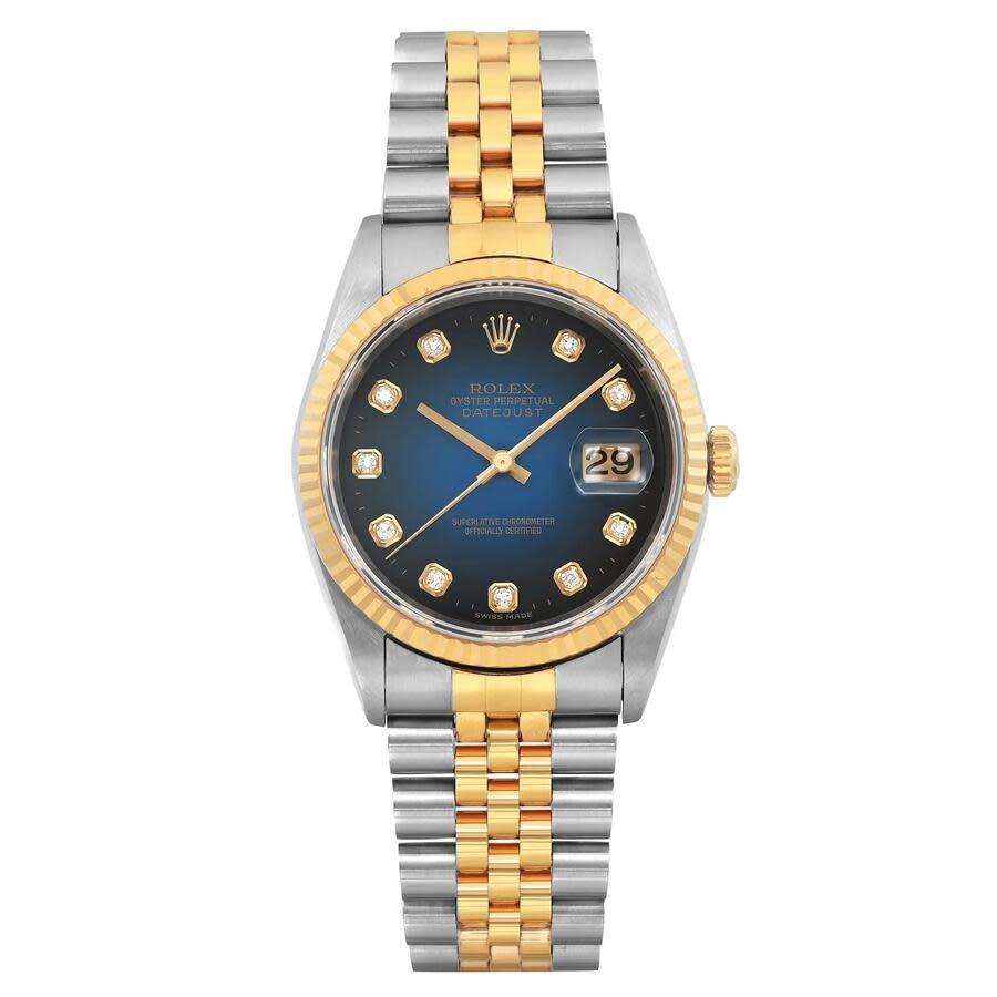 Preowned Rolex Datejust Automatic Chronometer Diamond Blue Dial Unisex Watch 16233 BLDJ