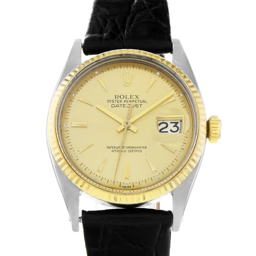 preowned rolex datejust 36 automatic champagne dial mens watch 6605 csl