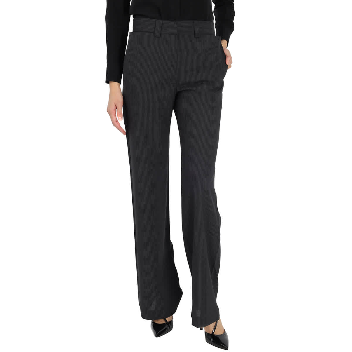 Grey pinstripe store trousers womens