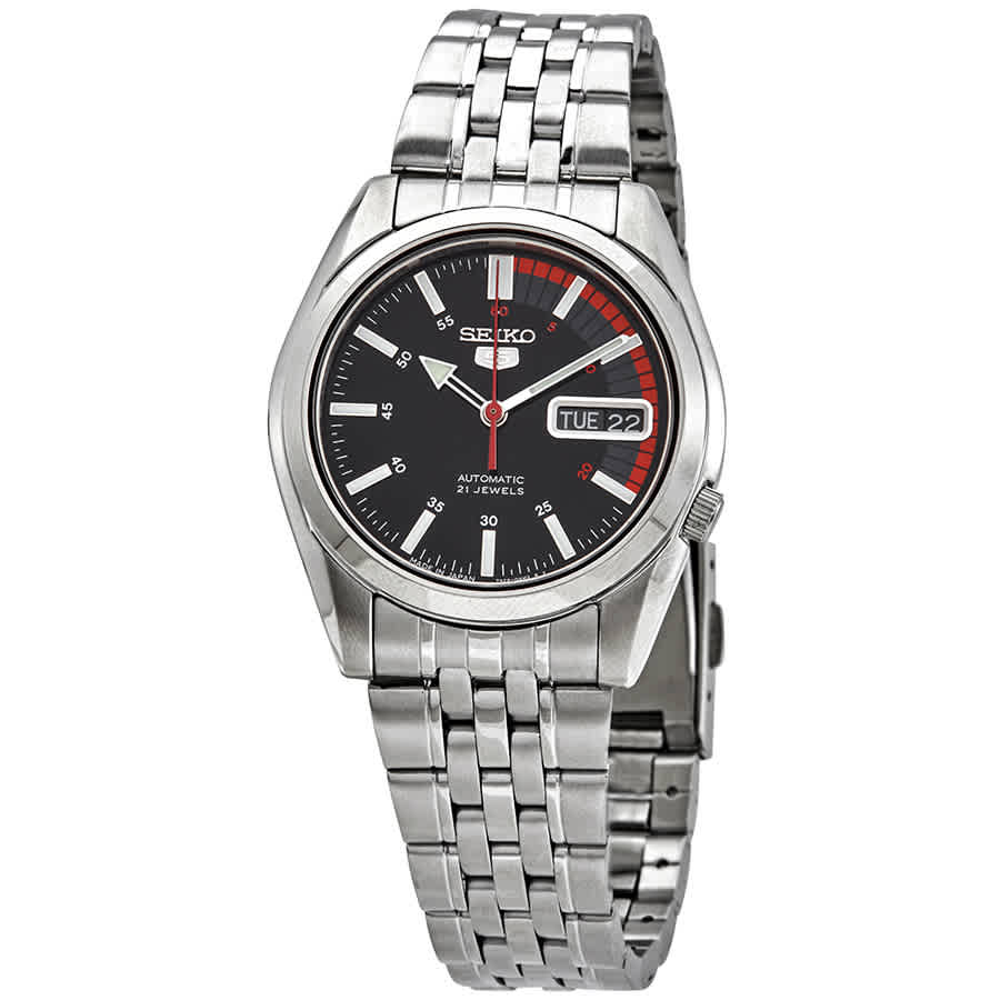 seiko series 5 automatic black dial men's watch