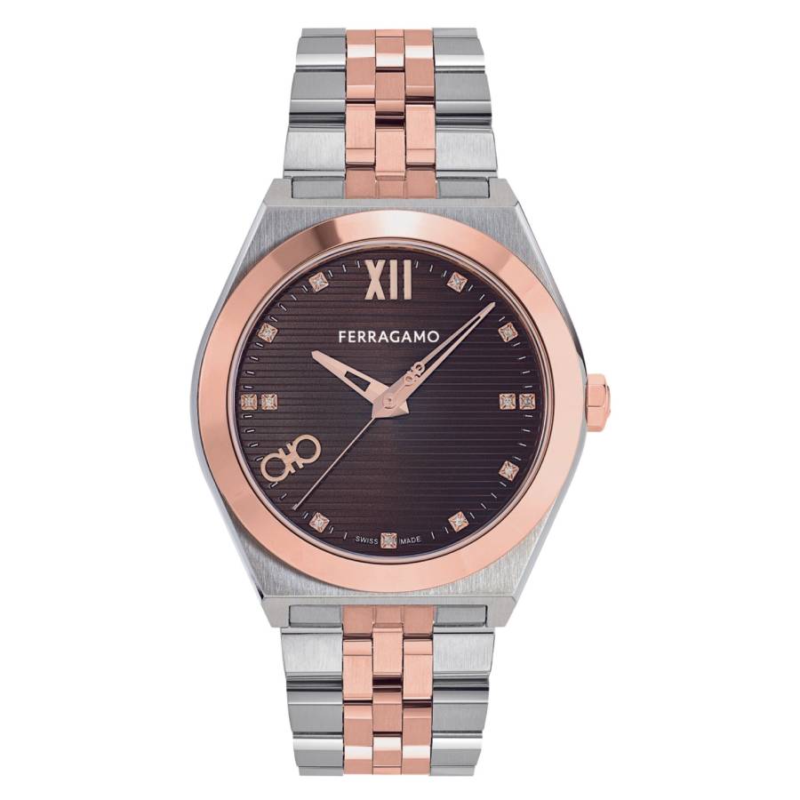 Ferragamo Vega Quartz Brown Dial Two-Tone Mens Watch SFKI01224 319$