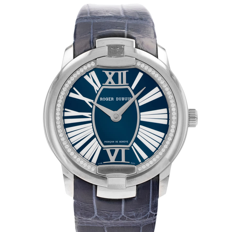 Pre-owned Roger Dubuis Velvet 36 Automatic Diamond Blue Dial Mens Watch DBVE0048