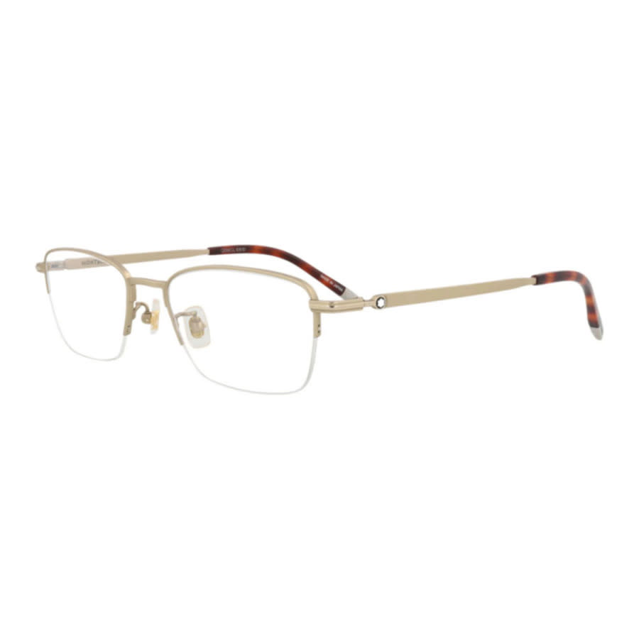 Montblanc MB0133O003 Rectangle Semi-Rim Metal Eyeglasses — Gold