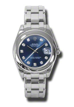 Rolex LadyDatejust Pearlmaster Blue Diamond Dial 18K White Gold Automatic Ladies Watch 81209BLDPM