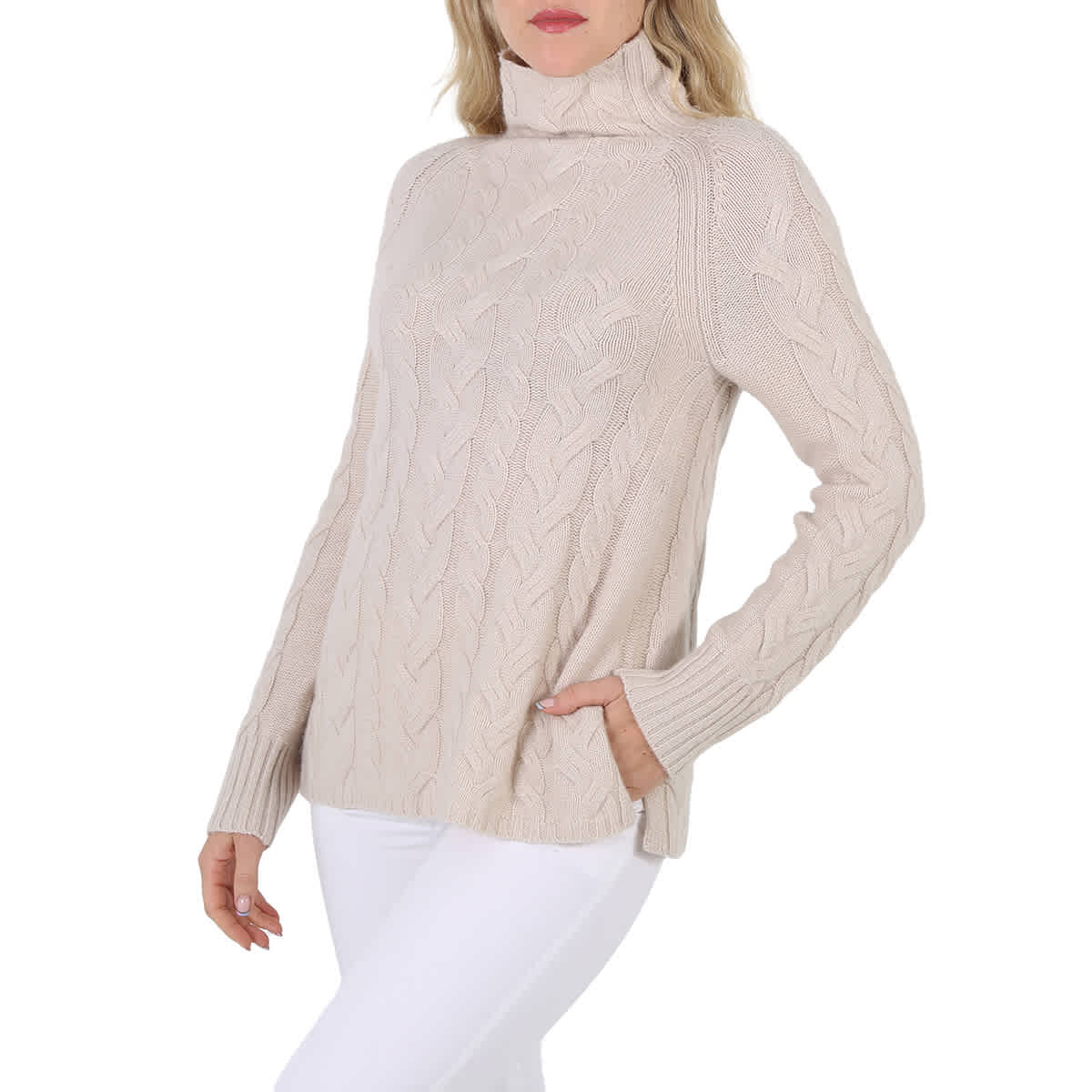 Max Mara Ladies Hazel Cable Knit Wool And Cashmere Sweater In