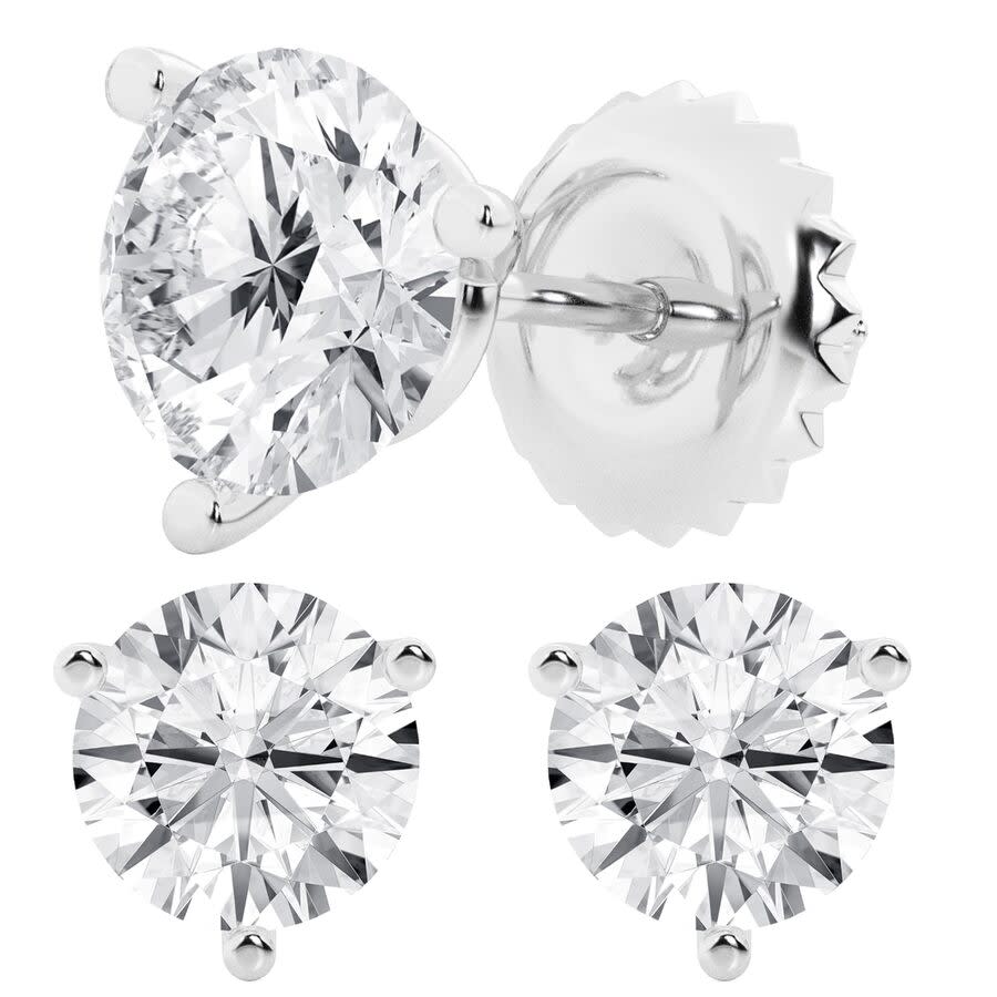 Brilliant Diamond 5 Carat Round Cut Lab Grown Diamond Stud Earrings in 18K White Gold G-H Color VS Clarity Gift Box Included 1925$