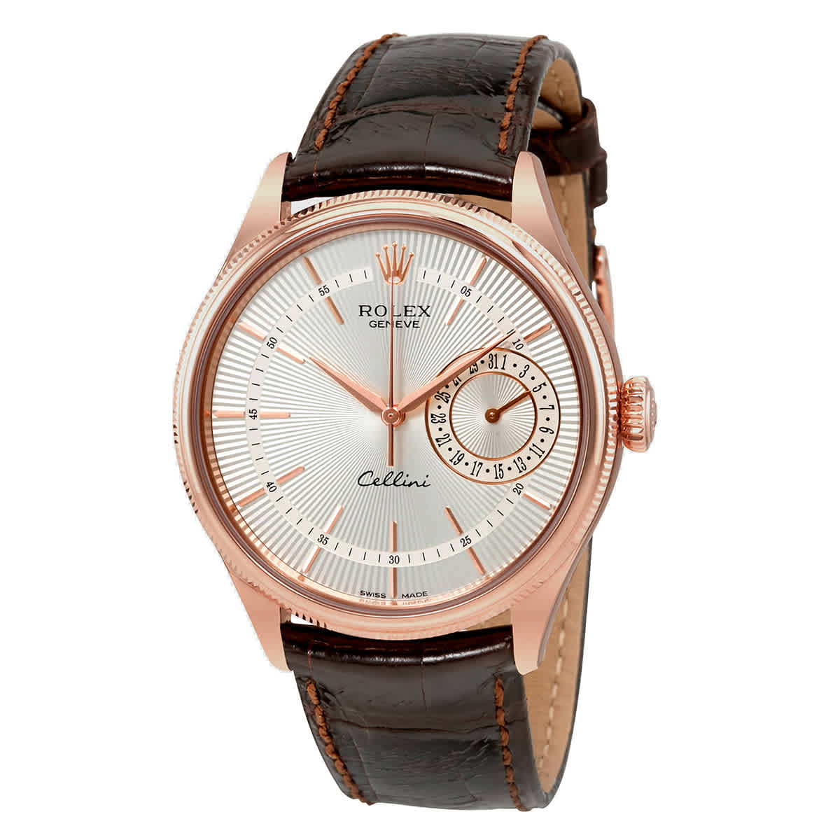 Rolex Cellini Silver Dial 18K Everose Gold Mens Watch 50515SSBRL