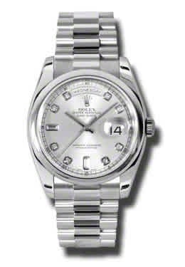 Rolex DayDate Silver Dial Platinum President Automatic Mens Watch 118206SDP