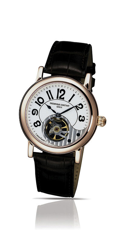 Frederique Constant Silver Dial Black Leather Mens Watch FC-910AS3H9