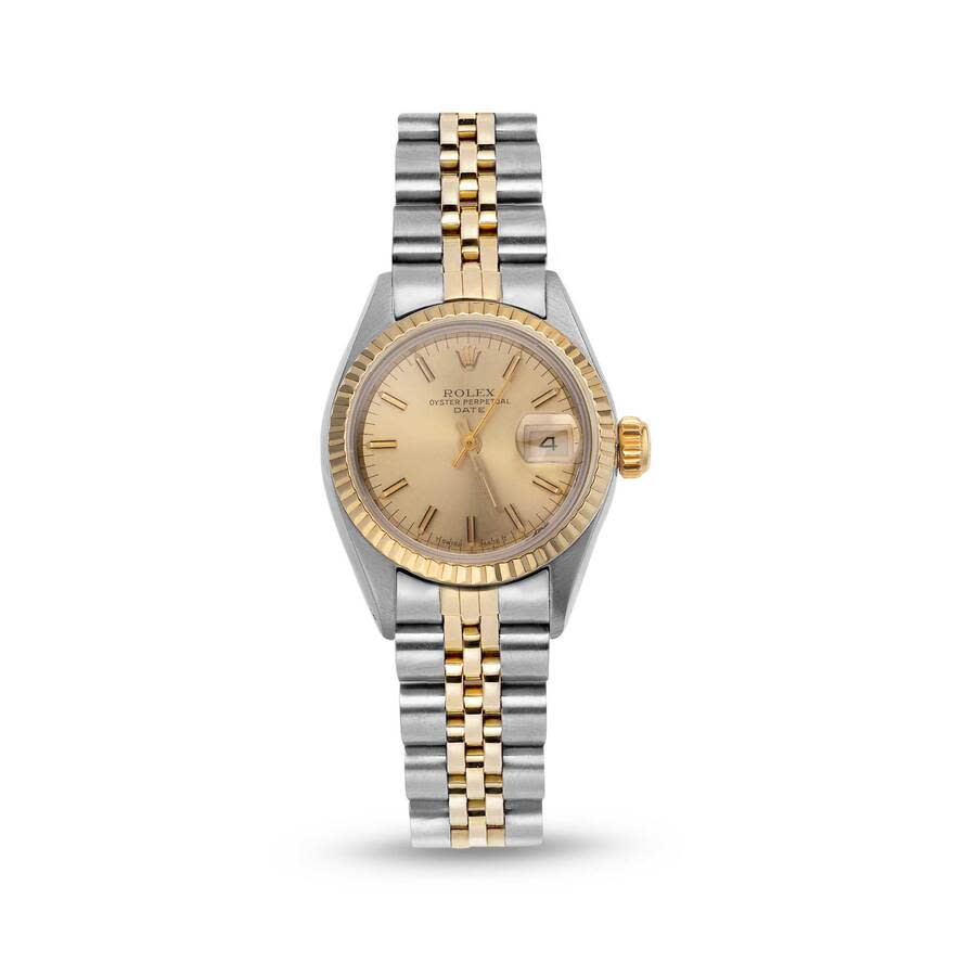 Preowned Rolex Date Automatic Chronometer Champagne Dial Ladies Watch 69173 CSJ