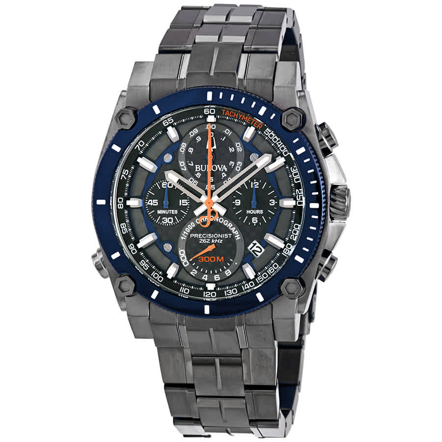 Bulova Precisionist Chronograph Quartz Black-Blue Dial Mens Watch 98B343