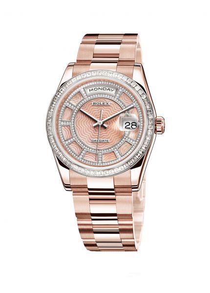 Rolex DayDate Carousel of Pink Mother of Pearl Dial 18ct Everose gold Automatic Unisex Watch 118395BR