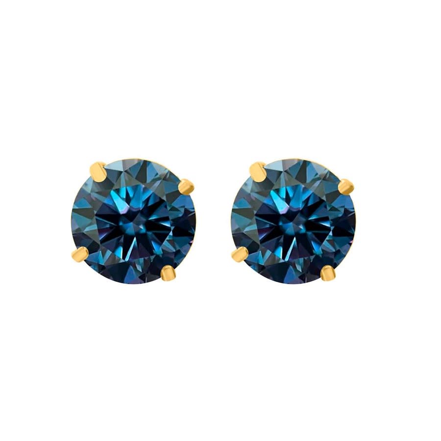 Maulijewels 400Ct 14K Gold GRA Certified D-VVS1 Round Blue Moissanite Diamond Screw Back Studs Earrings for women 455$
